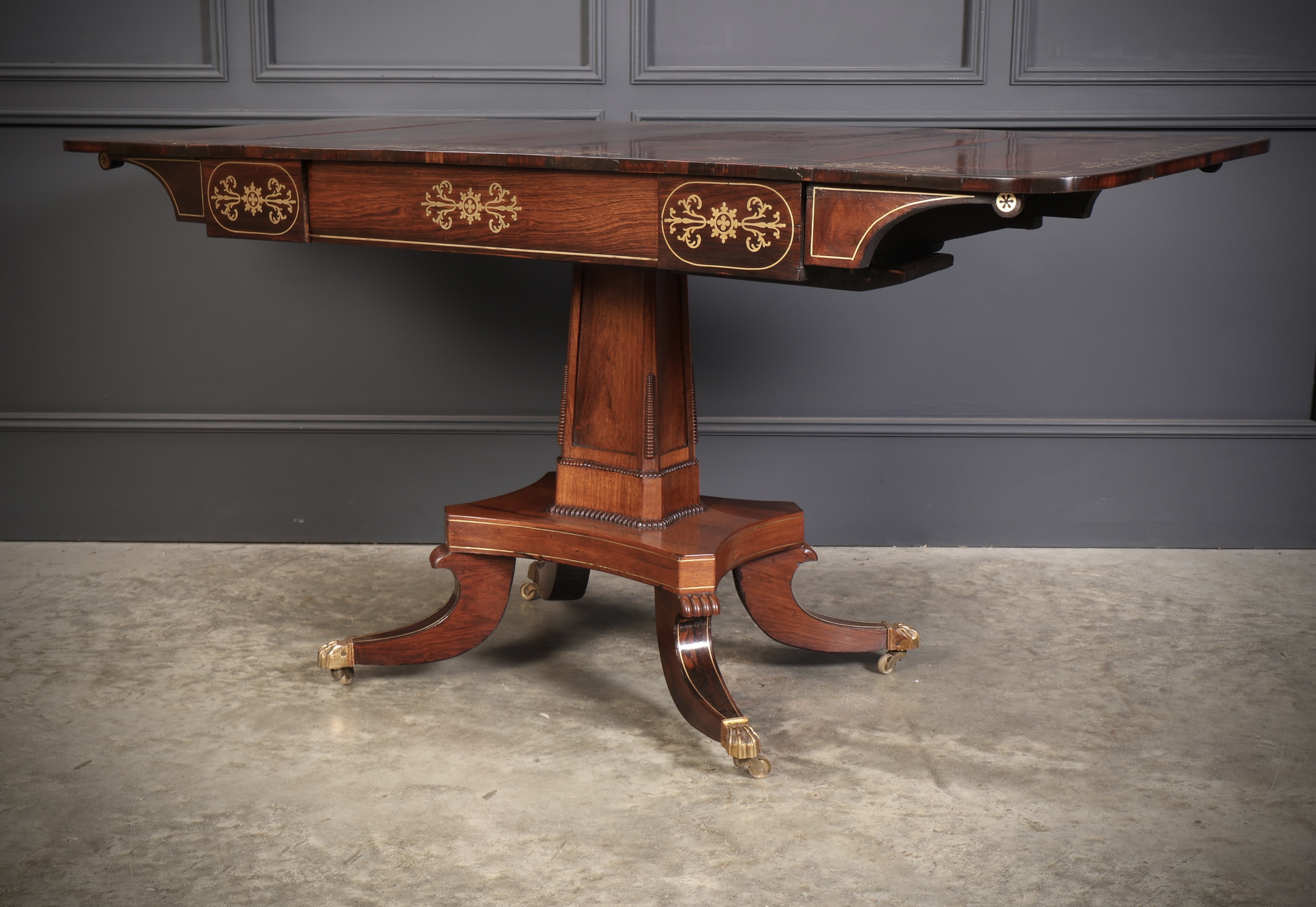 Regency Rosewood Brass Inlaid Sofa Table brass inlay Antique Furniture 13